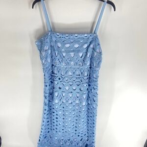 Dondup Blue Sky Lace Midi Spaghetti Strap Summer Dress NWT womens IT 44 US 10